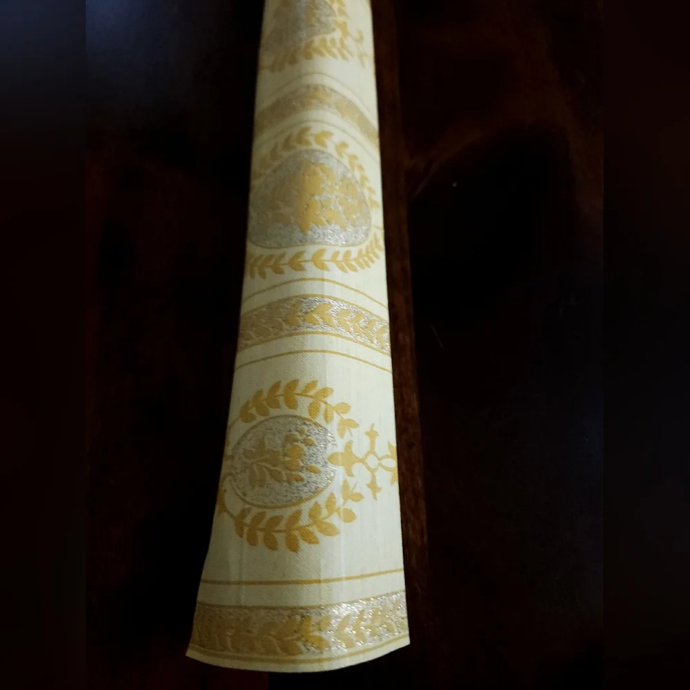 Vintage 1960s 1970s Royal Yellow Damask Victorian Wall Paper Roll